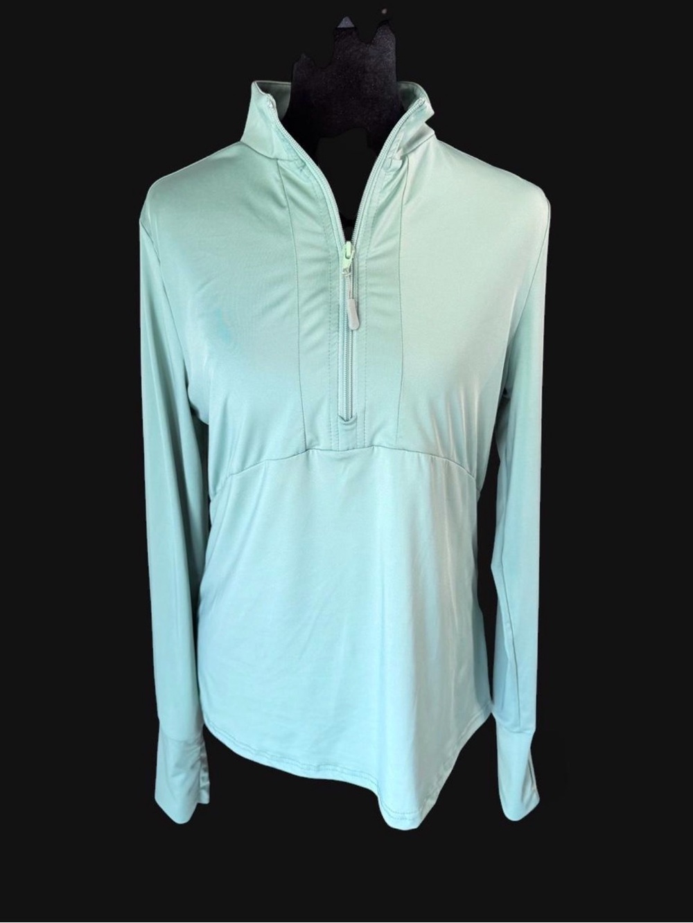 SHEIN Mint Green Quarter Zip Athletic Pullover Top Thumbholes Size Large - Picture 2 of 6